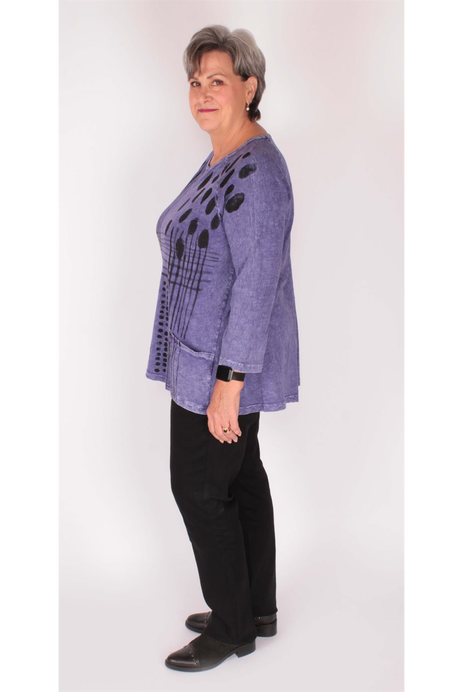 Cotton Slub Tunic pockets Purple